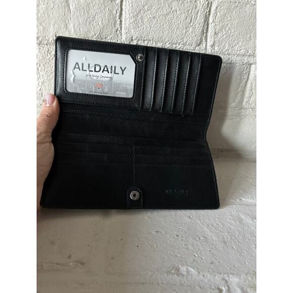 Alldaily RFID Blocking Leather Wallet Black NEW - Picture 2 of 4